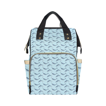 Narwhal Dolphin Print Diaper Bag Backpack