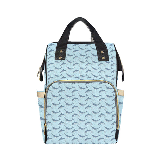 Narwhal Dolphin Print Diaper Bag Backpack