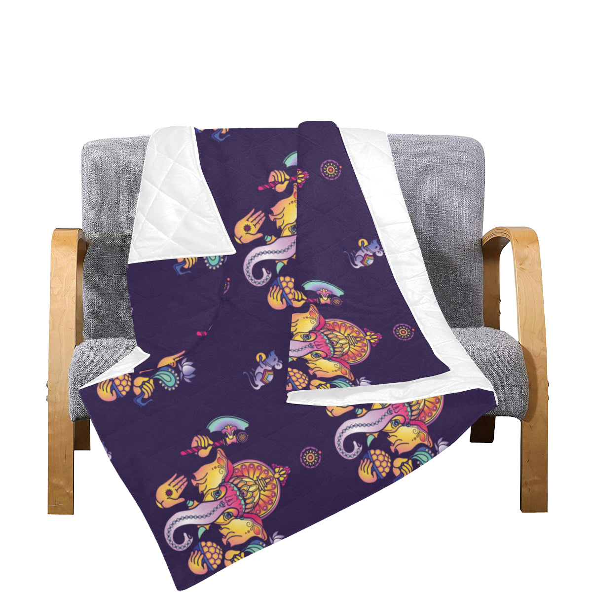 Ganesha Pattern Print Design 04 Premium Quilt