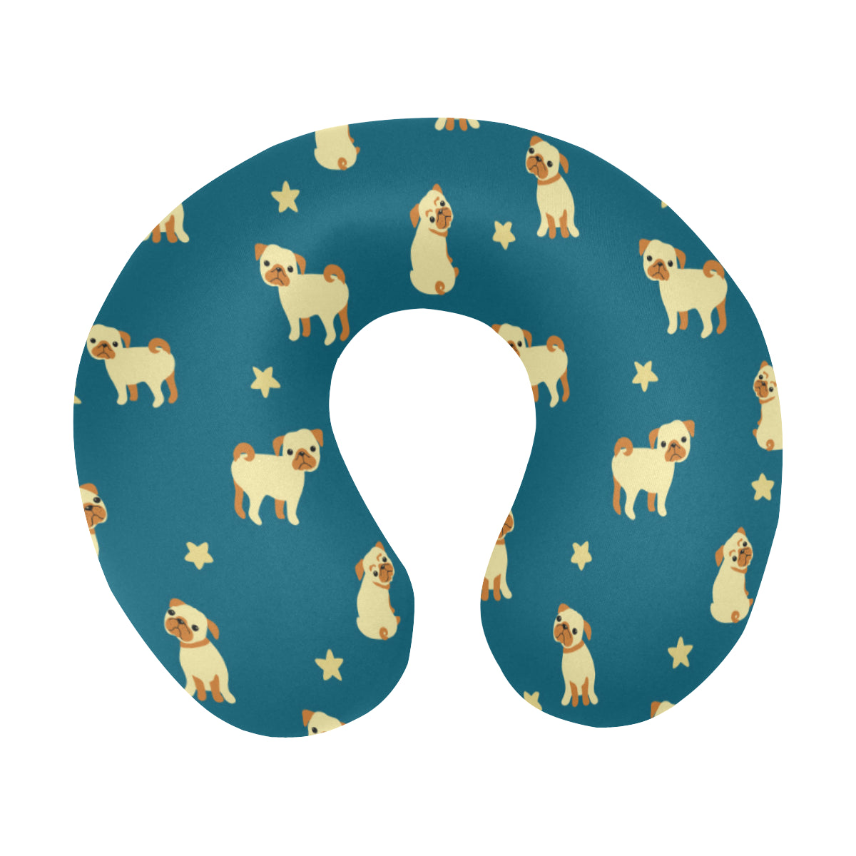 Pug Pattern Print Design A06 U-Shaped Travel Neck Pillow