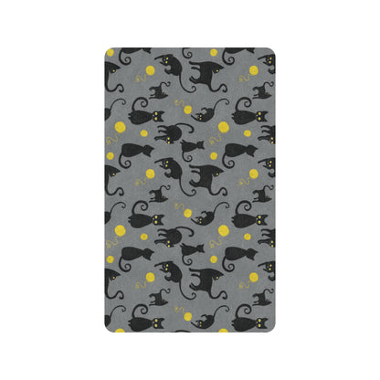 Black Cat Yellow Yarn Print Pattern Rubber Doormat
