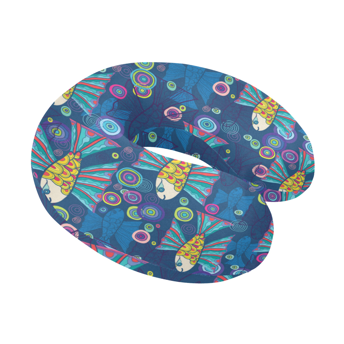 Flying Fish Pattern Print Design 01 U-Shaped Travel Neck Pillow