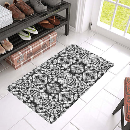 Tie Dye Black White Design Print Rubber Doormat