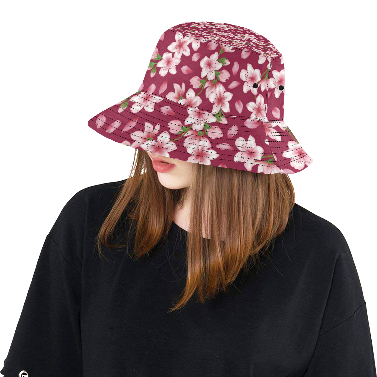 Cherry Blossom Pattern Print Design CB06 Unisex Bucket Hat