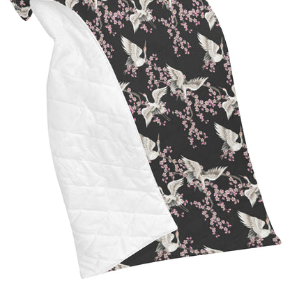 Crane Pattern Print Design 01 Premium Quilt