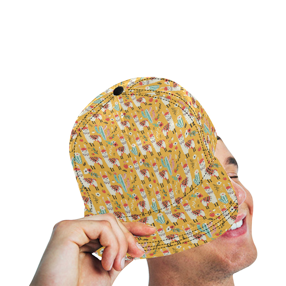 Llama Cute Themed Print Snapback Cap