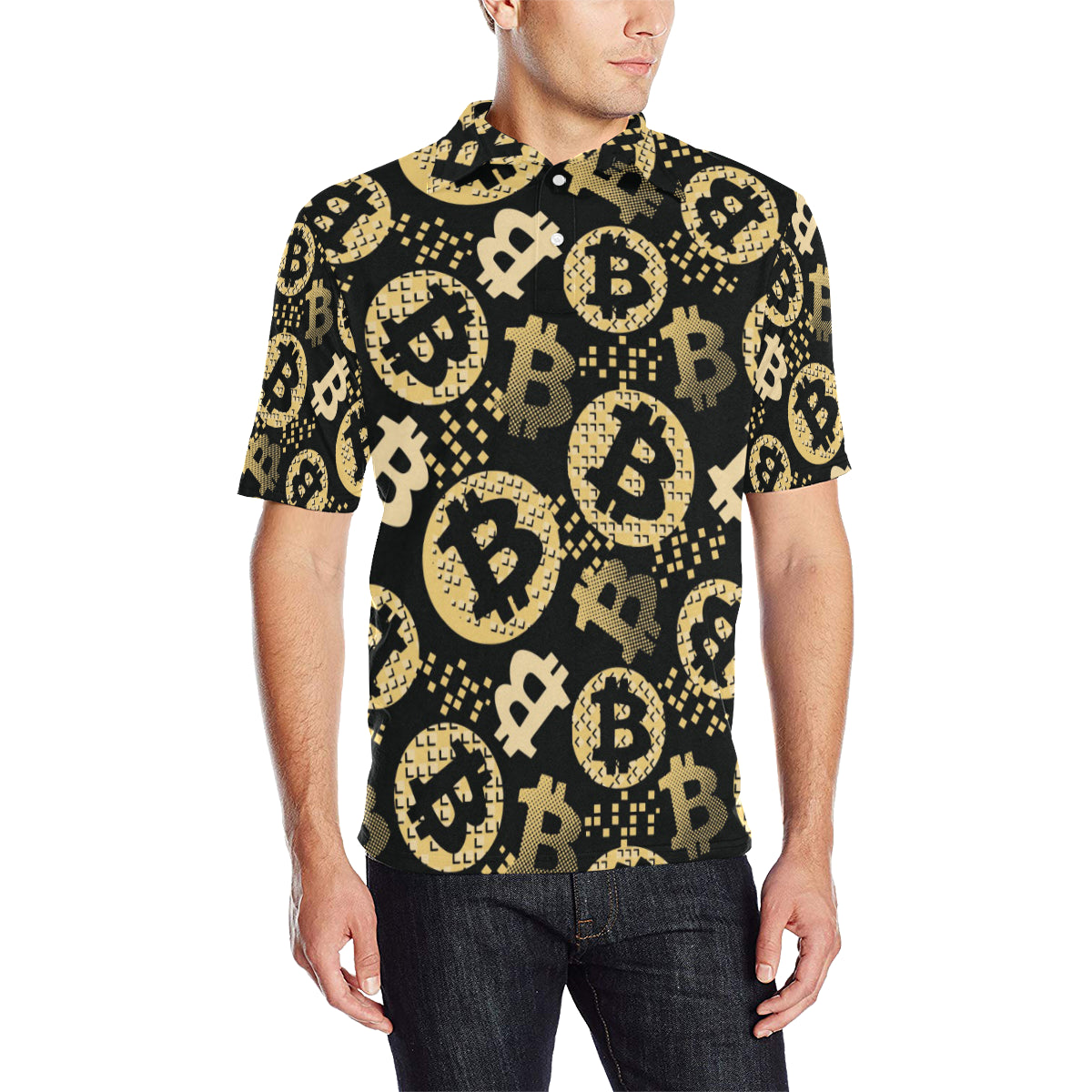 Bitcoin Pattern Print Design DO06 Men Polo Shirt