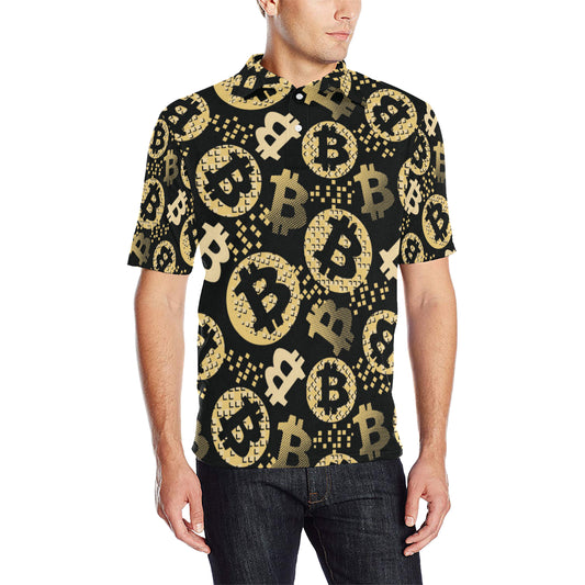 Bitcoin Pattern Print Design DO06 Men Polo Shirt