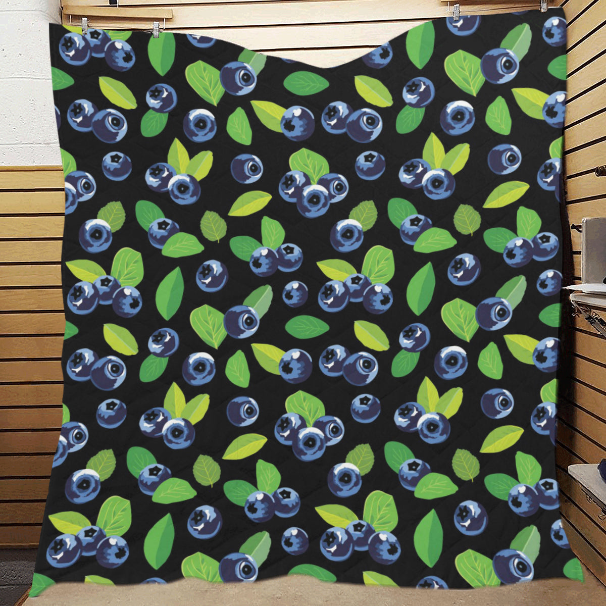 Blueberry Pattern Print Design BB03 Premium Quilt
