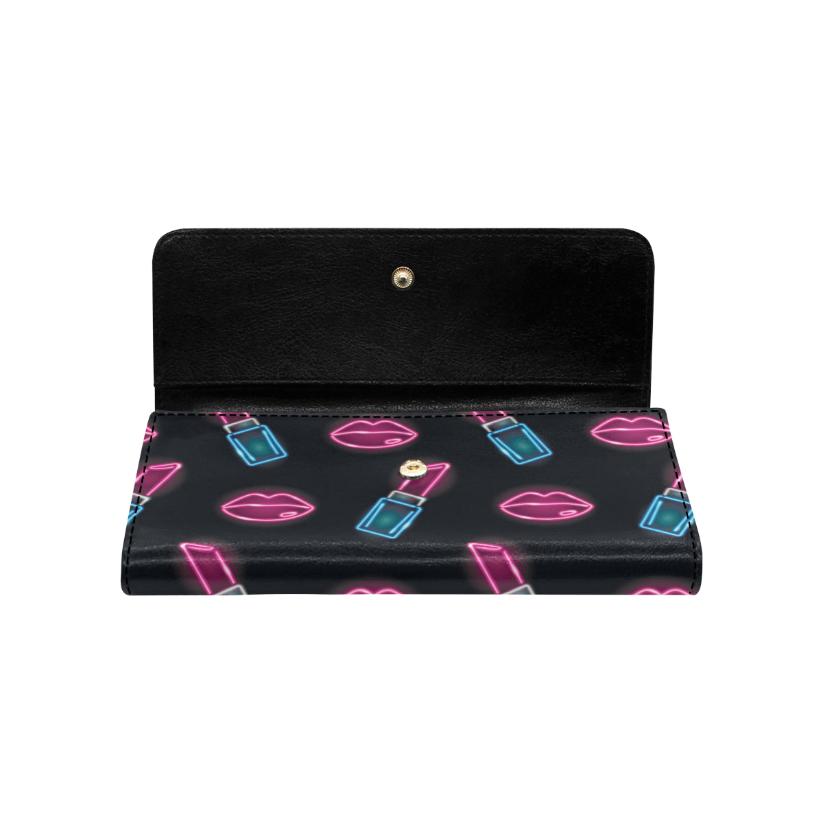 Lipstick Color Neon Pattern Print Design 03 Women's Trifold Wallet
