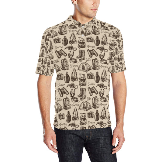 Camping Pattern Print Design 01 Men Polo Shirt