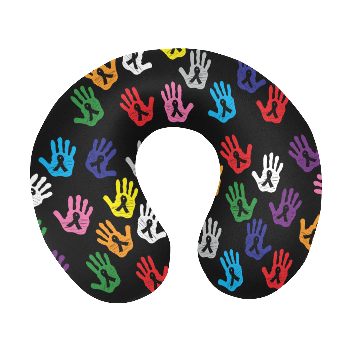 Cancer Awareness Pattern Print Design 04 U-Shaped Travel Neck Pillow