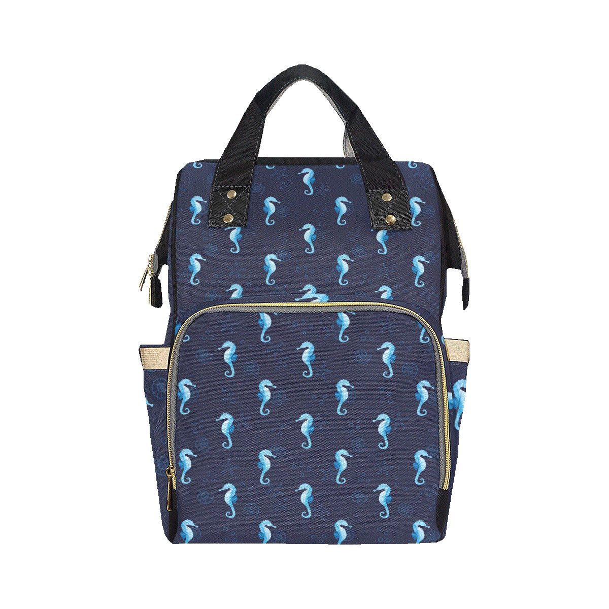 SeaHorse Blue neon Pattern Print Design 03 Diaper Bag Backpack