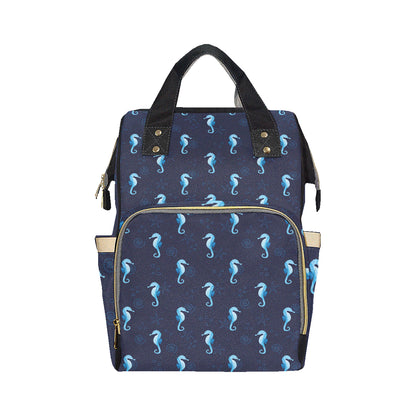 SeaHorse Blue neon Pattern Print Design 03 Diaper Bag Backpack