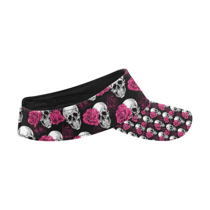 Pink Rose Skull Themed Print Unisex Sun Visor