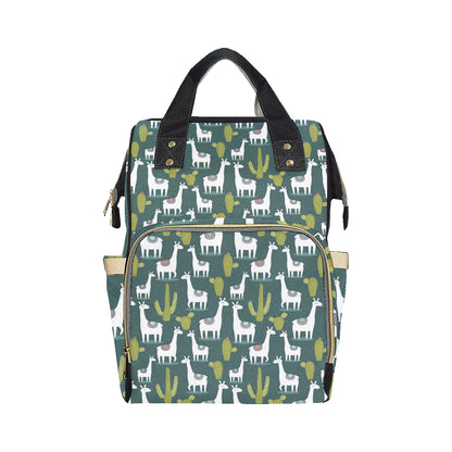 Llama Cactus Pattern Print Design 02 Diaper Bag Backpack