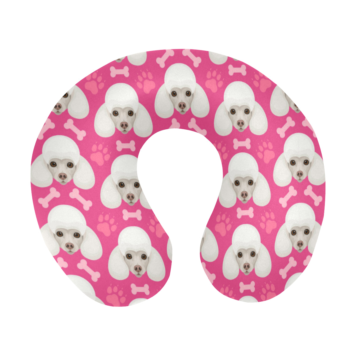 Poodle Pattern Print Design A04 U-Shaped Travel Neck Pillow