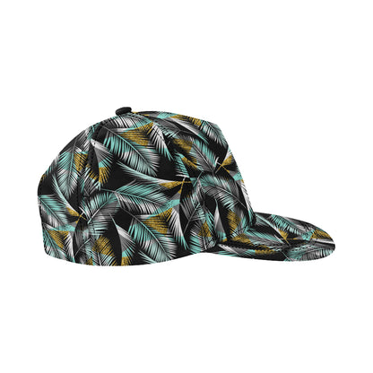 Gold Glitter Cyan Tropical Palm Leaves Snapback Cap
