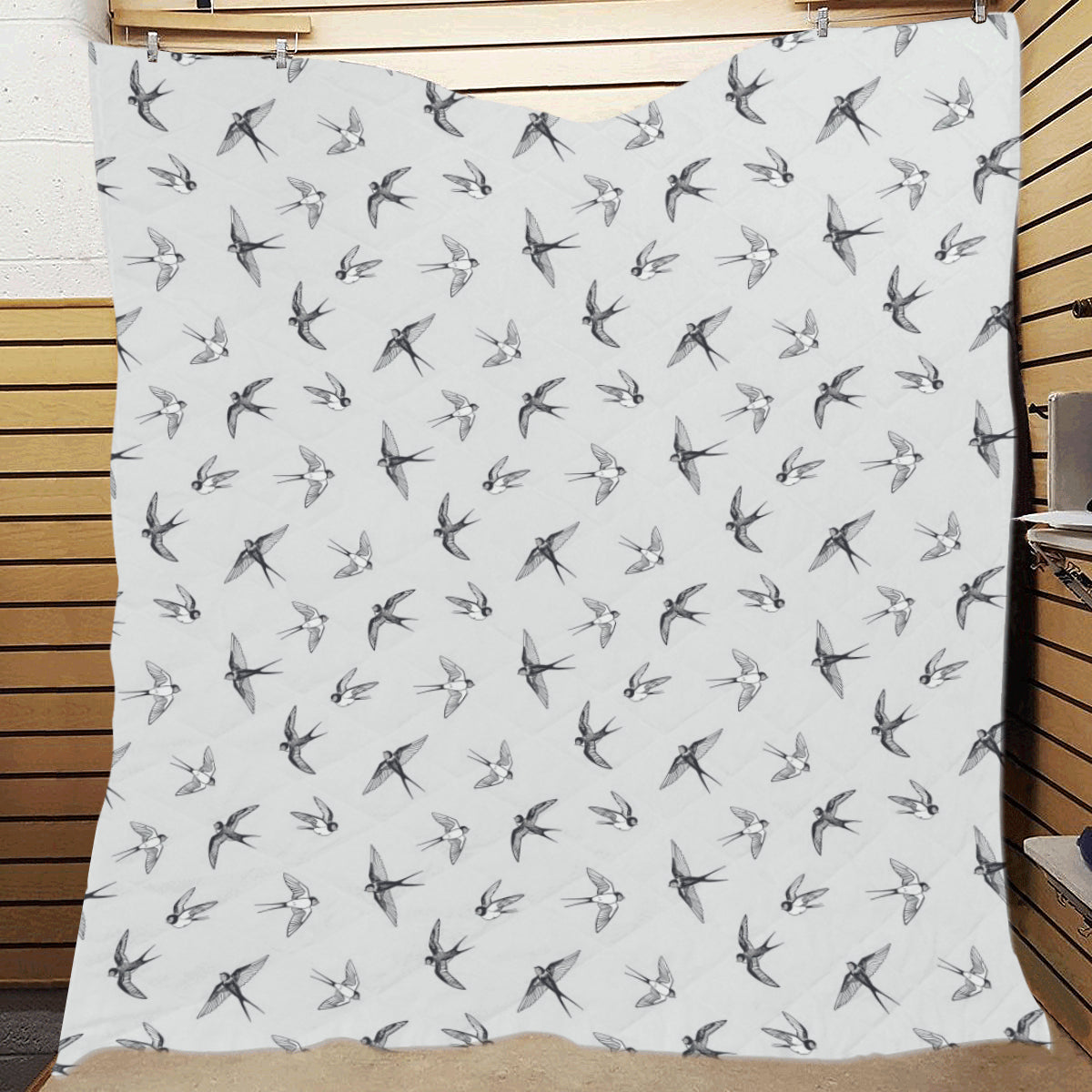 Swallow Bird Pattern Print Design 04 Premium Quilt