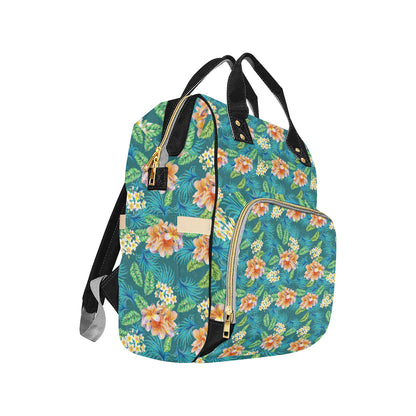 Plumeria Tropical Flower Design Print Diaper Bag Backpack