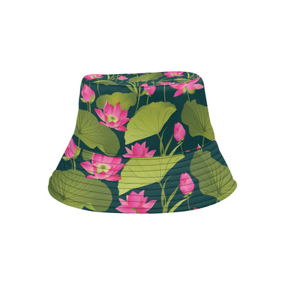 Water Lily Pattern Print Design WL09 Unisex Bucket Hat