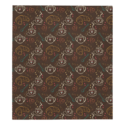 Coffee Pattern Print Design 06 Premium Quilt