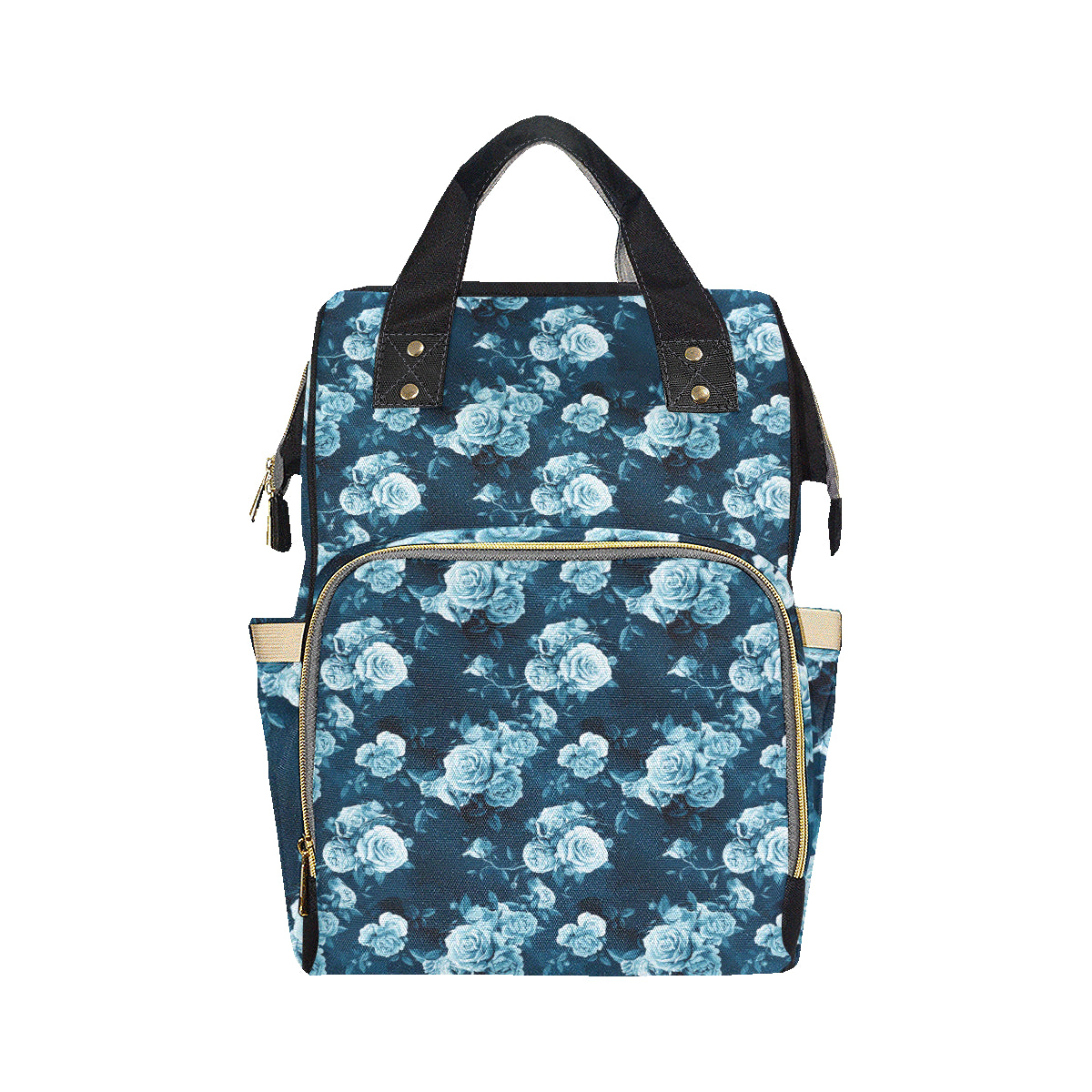 Rose Blue Pattern Print Design RO014 Diaper Bag Backpack