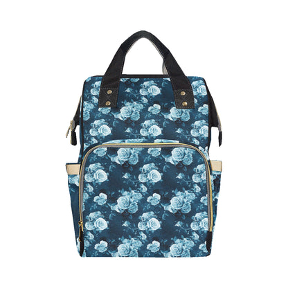 Rose Blue Pattern Print Design RO014 Diaper Bag Backpack