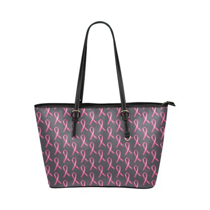 Breast Cancer Awareness Pattern Leather Tote Bag