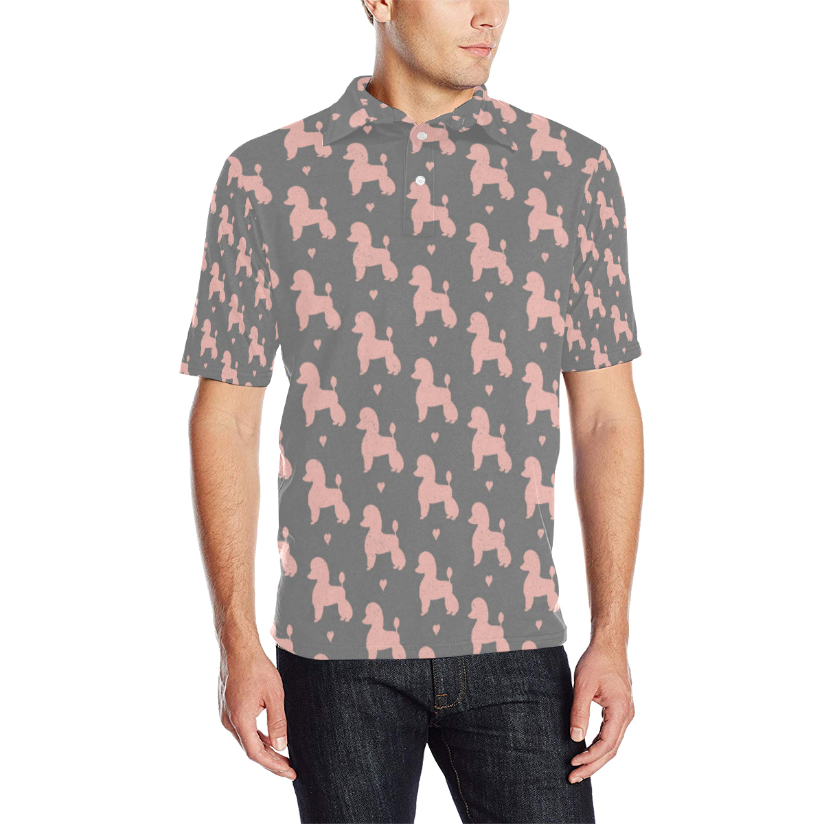 Poodle Pattern Print Design A02 Men Polo Shirt