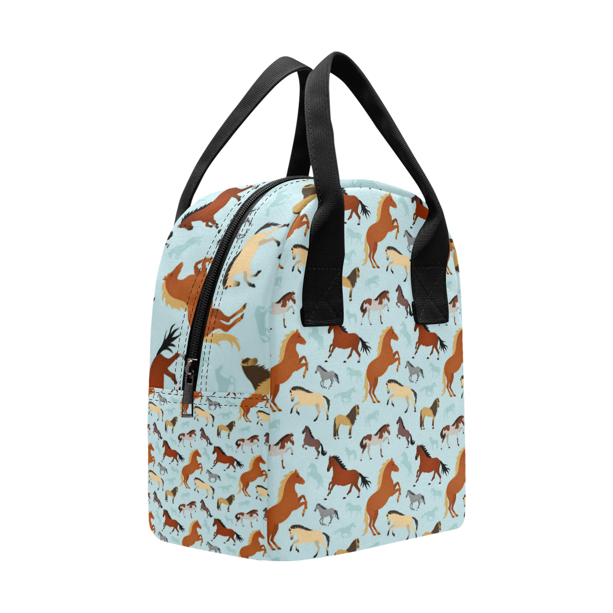 Horse Cute Themed Pattern Print Insulated Lunch Bag