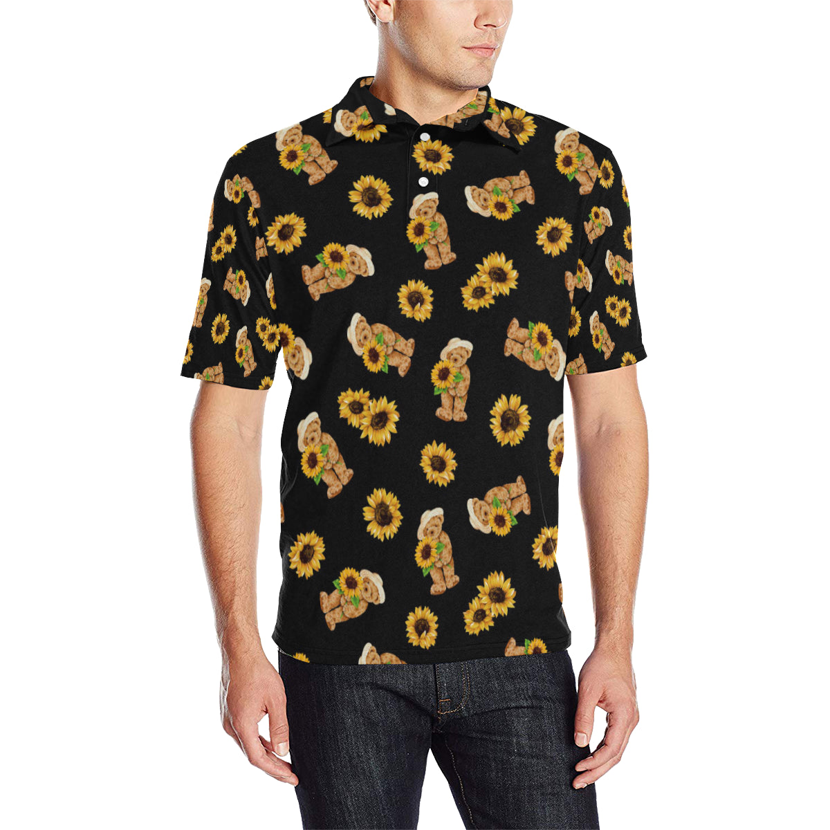 Sunflower Pattern Print Design SF016 Men Polo Shirt