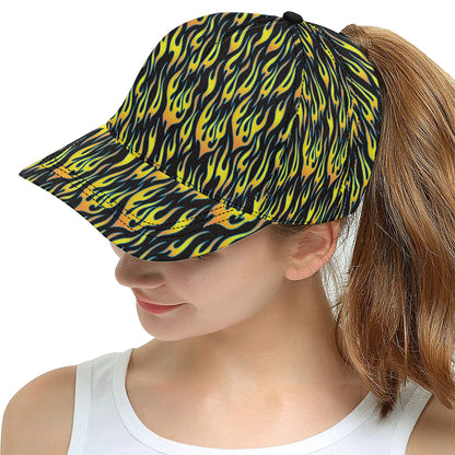 Flame Fire Yellow Pattern Snapback Cap