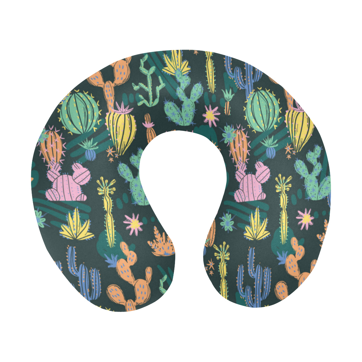 Cactus Pattern Print Design 05 U-Shaped Travel Neck Pillow