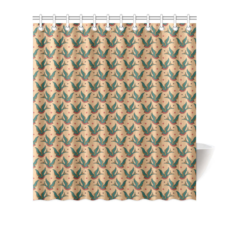 Old School Tattoo Swallow Design Shower Curtain