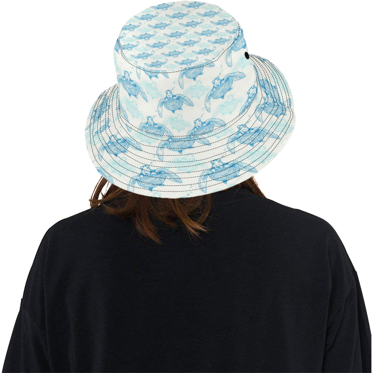 Sea Turtle Pattern Print Design T01 Unisex Bucket Hat