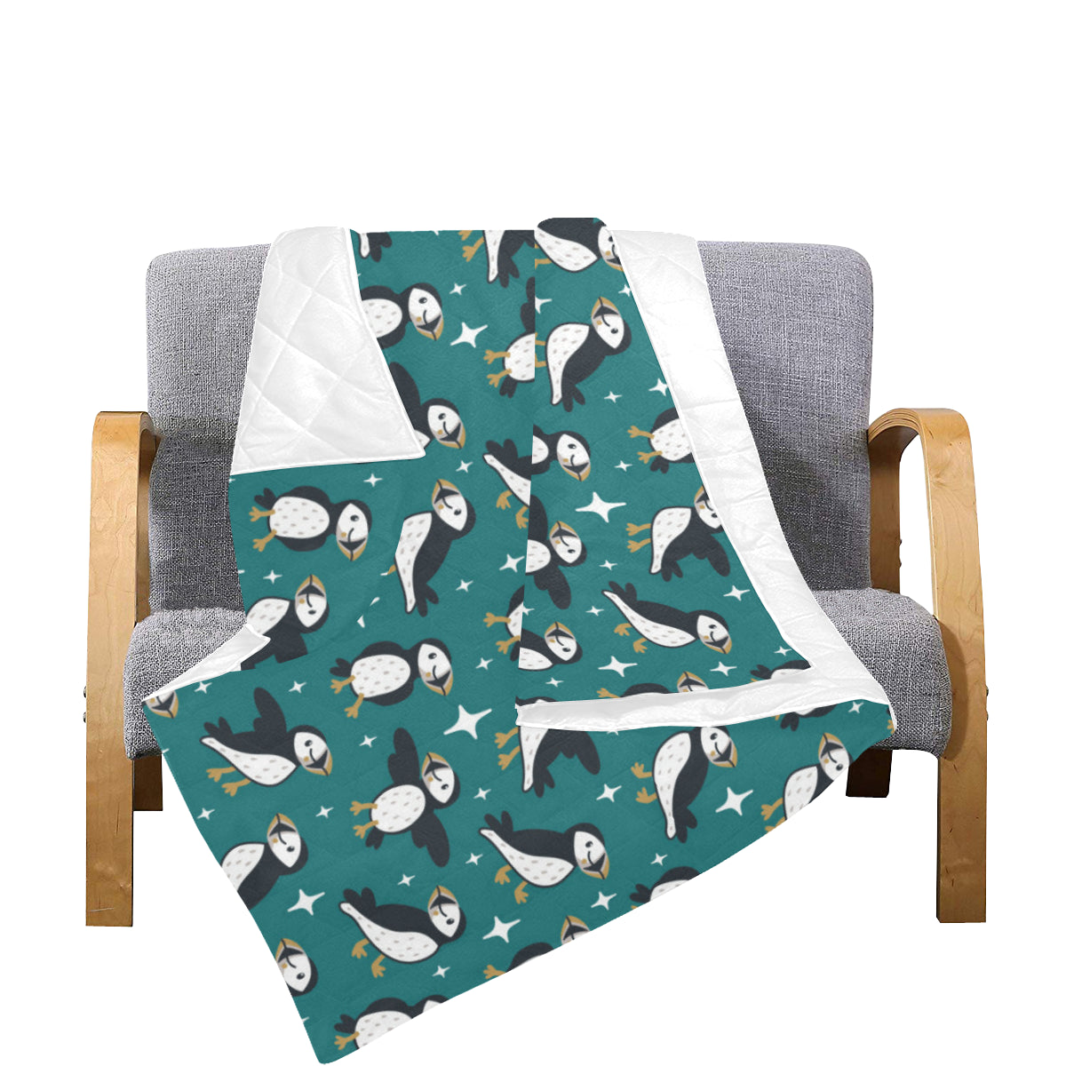 Puffin Pattern Print Design A05 Premium Quilt