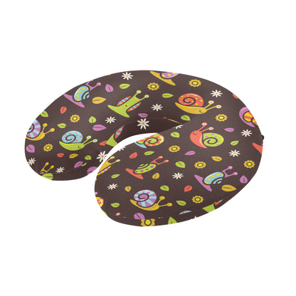 Snail Pattern Print Design 01 U-Shaped Travel Neck Pillow