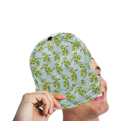 Elegant Olive Floral Print Snapback Cap