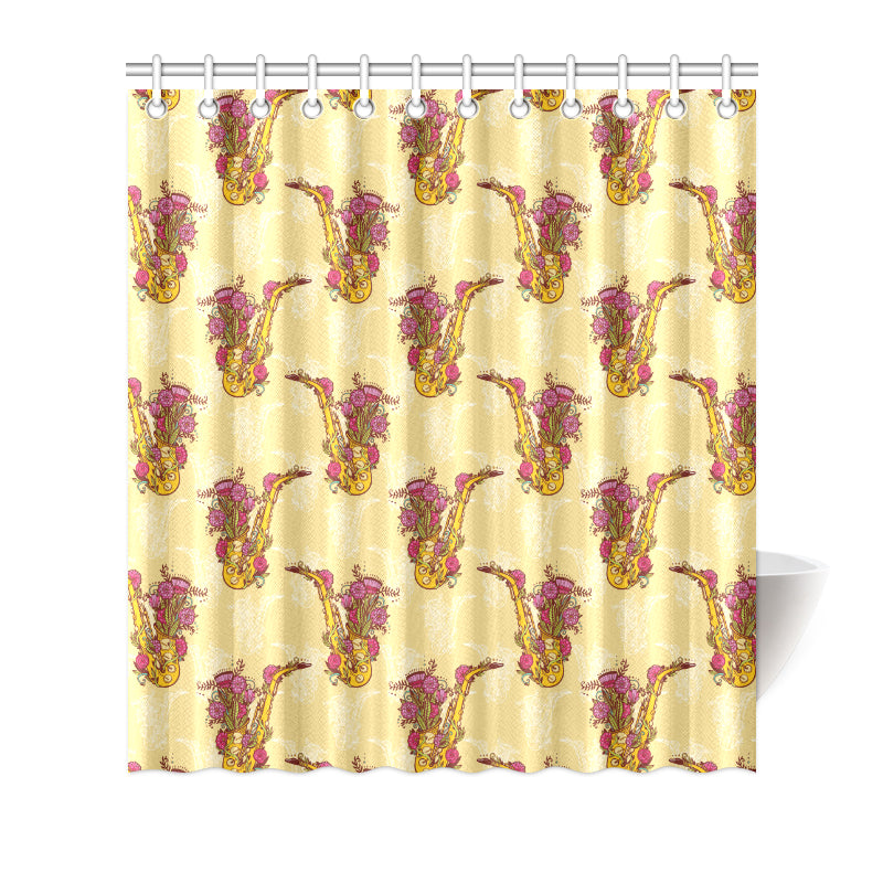 Saxophone Pattern Print Design 04 Shower Curtain