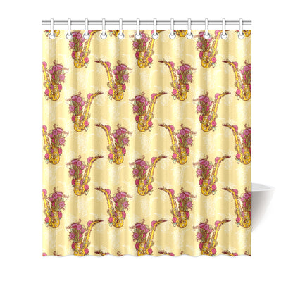 Saxophone Pattern Print Design 04 Shower Curtain