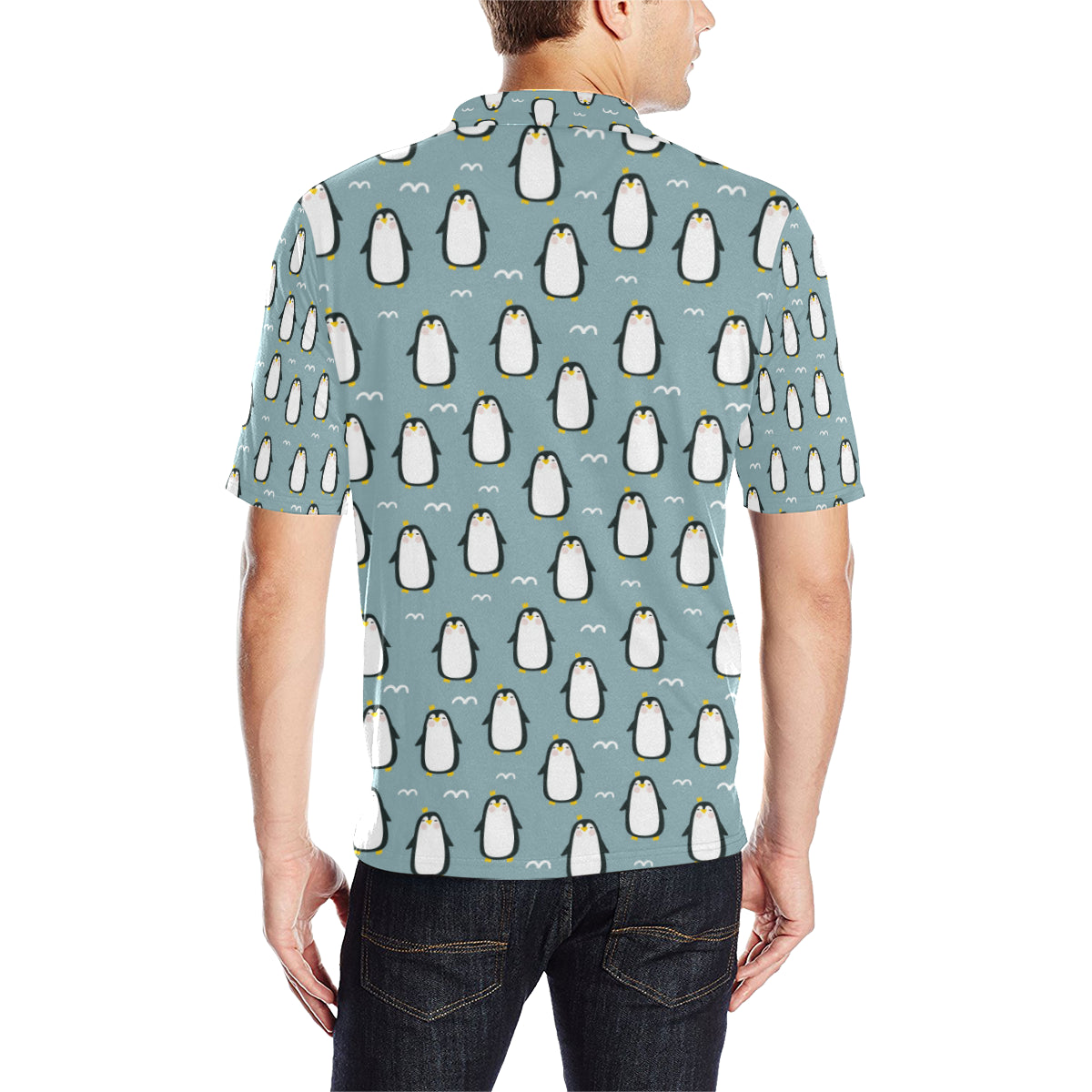 Penguin Pattern Print Design A02 Men Polo Shirt