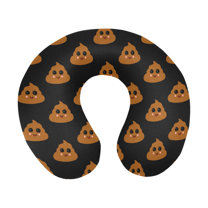 Poop Emoji Pattern Print Design A01 U-Shaped Travel Neck Pillow