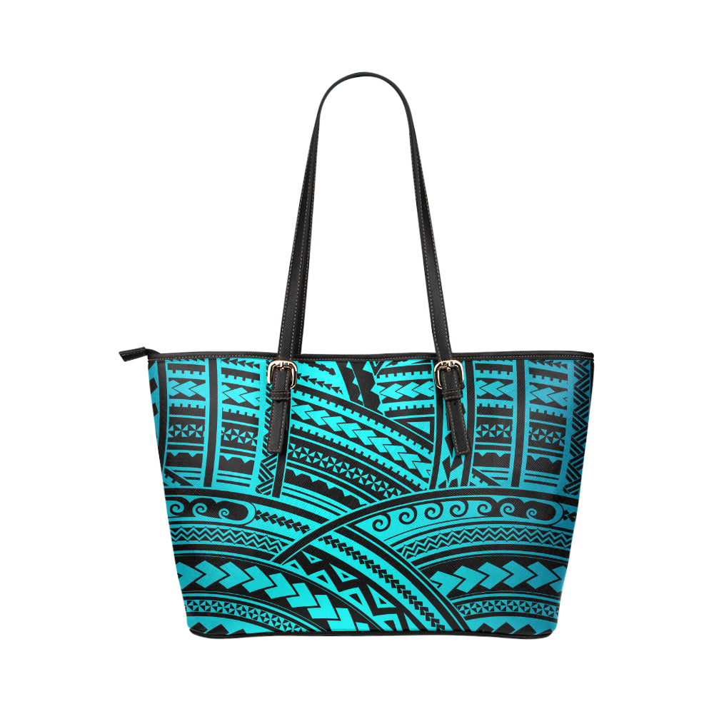 Polynesian Tribal Leather Tote Bag
