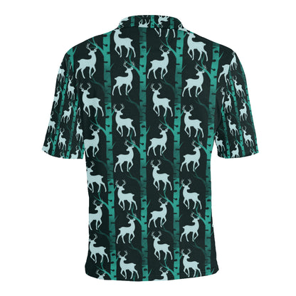 Deer Jungle Print Pattern Men Polo Shirt