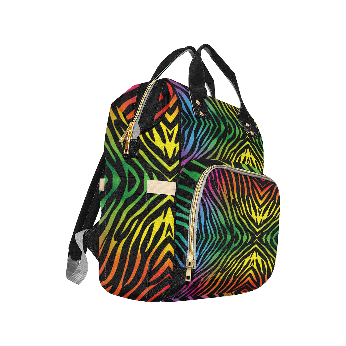 Rainbow Zebra Themed Print Diaper Bag Backpack