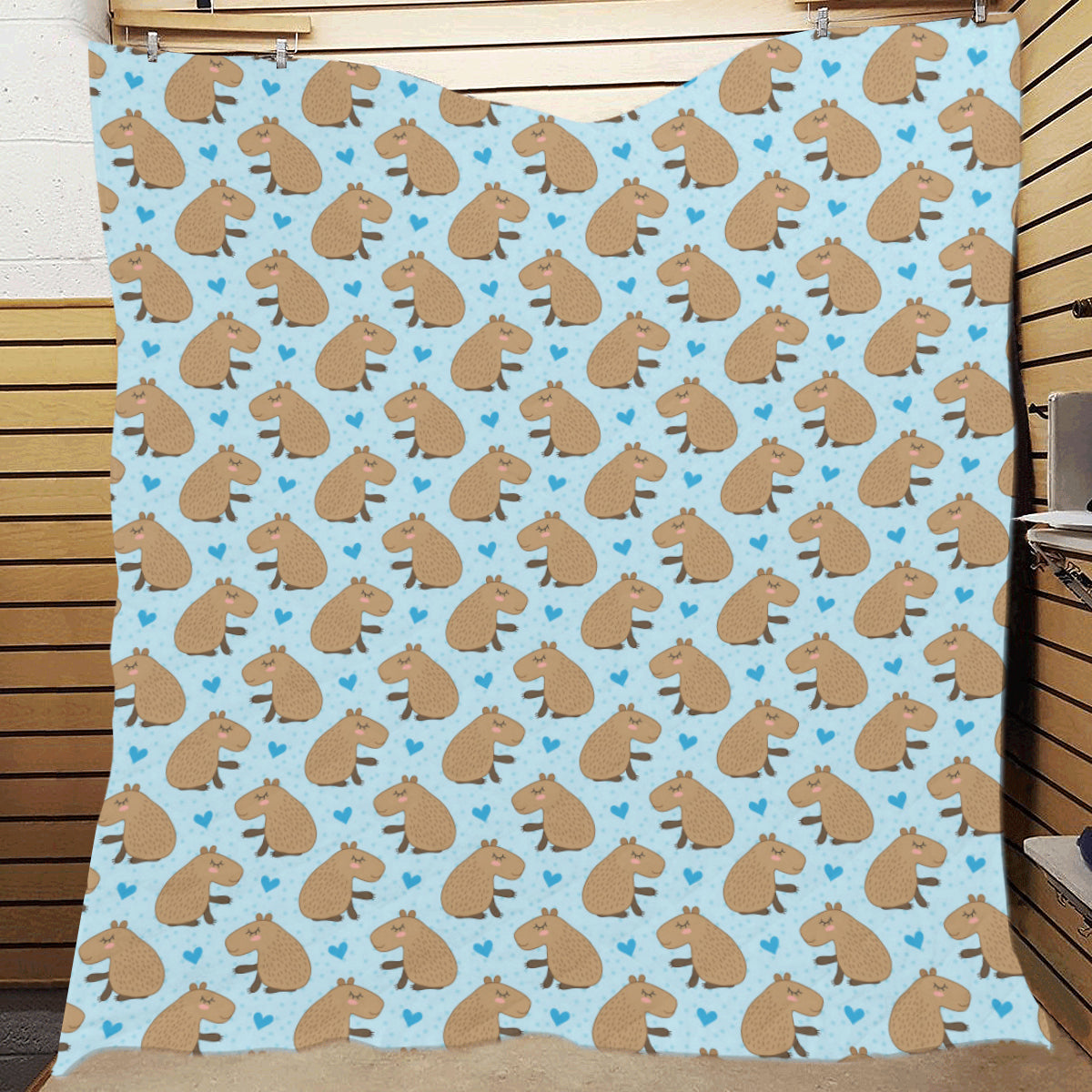 Capybara Pattern Print Design 01 Premium Quilt