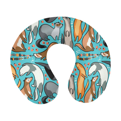 Ferret Pattern Print Design 03 U-Shaped Travel Neck Pillow