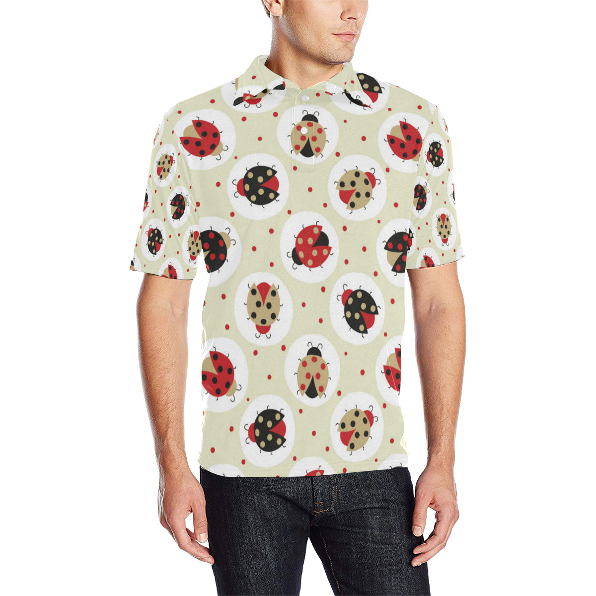 Ladybug Pattern Print Design 03 Men Polo Shirt