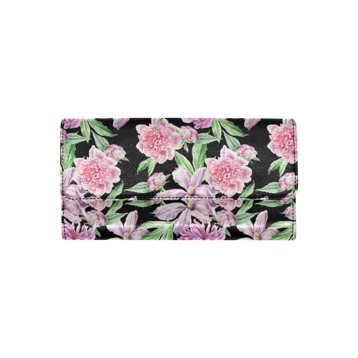 Peony Pattern Print Design PE08 Women's Trifold Wallet